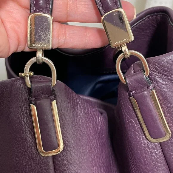 VGUC Coach Madison Phoebe Plum Leather Triple Compartment Shoulder Bag - Picture 13 of 15